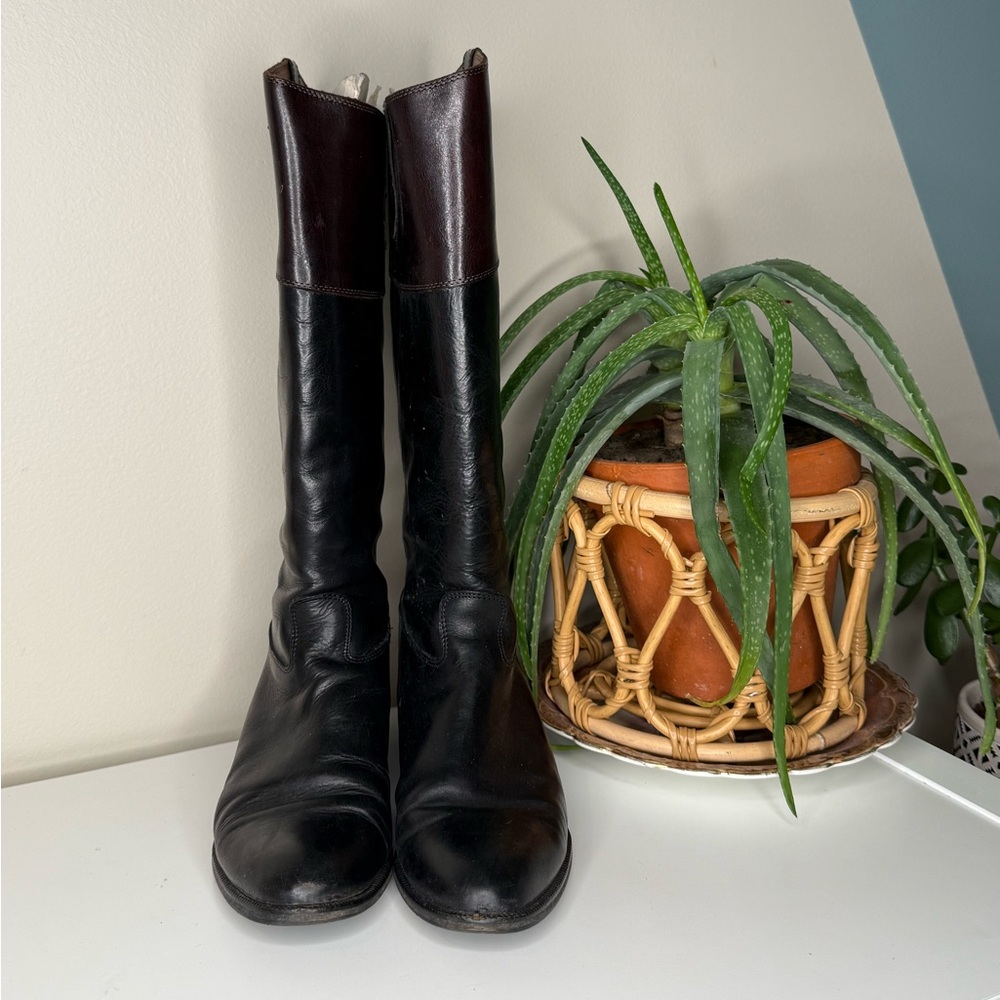 Joan & David Italian Leather Riding Boots 37.5 /7.5 Vintage Knee High Equestrian - Picture 3 of 10